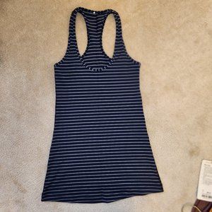 Lululemon Women's Cool Racerback Tank - Navy/Grey Stripes, Size 2